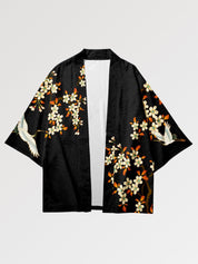 Haori traditionnel Kitakami noir motif soleil levant Japon coupe ample Japanstreet