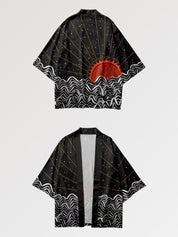 Haori traditionnel Tsuki no Taiyo japonais soleil levant étoiles motif cosmique Japanstreet