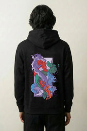 hoodie style japonais noir vue dos dragon koi violet kinko style streetwear japonais Japanstreet