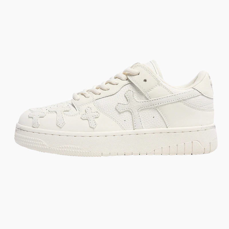 Sneakers Gothiques 'Shiro'— basket japonaise homme cuir cream croix qualité Kurume