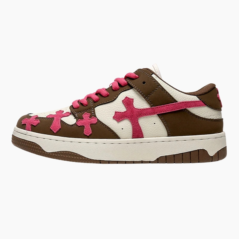Sneakers Gothiques 'Shiro'— baskets japonaises pas cher cream croix vue détail