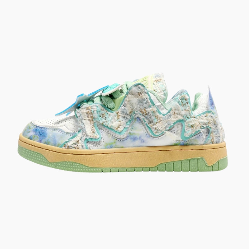Baskets Pastel 'Kasumi'— basket homme japonaise bleu vert pastel cuir et daim — vue principale