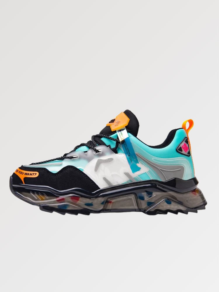 Sneakers Cyber 'Hekinan'— basket japonaise noir cyber vue détail