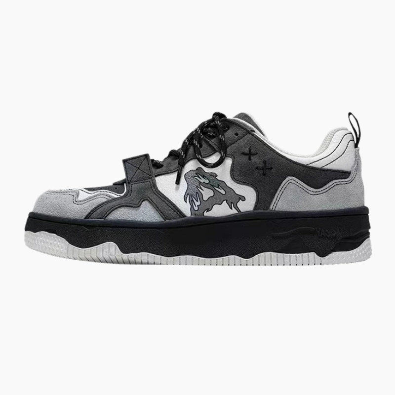 Sneakers Patchwork 'Kage'— baskets japonaises patchwork gris ombré streetwear
