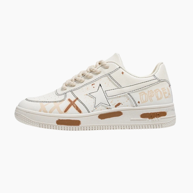 Sneakers Graffiti 'Hoshi'— basket japonaise rétro cream graffiti années 90