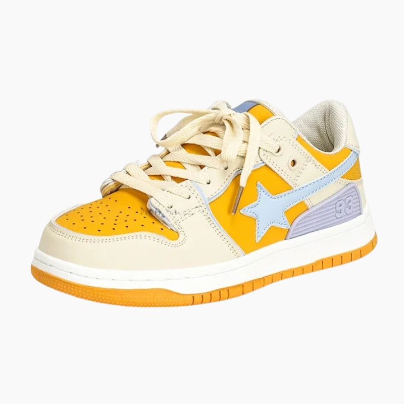 Sneakers Graffiti 'Hoshi'— basket running japonaise cream graffiti vue détail