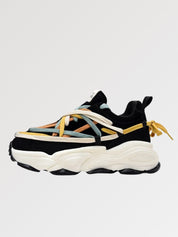 Sneakers Vintage 'Fujioka'— basket japonaise streetwear noir lacets multicolores Tokyo Harajuku