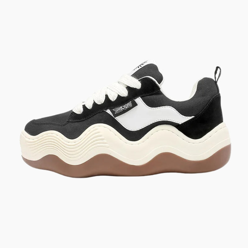 Baskets Plateforme 'Nami'— baskets japonaises chunky jaune moutarde vue détail
