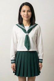 Uniforme Scolaire Japonais Vert 'Midori' — japanese uniform vue détail nœud vert