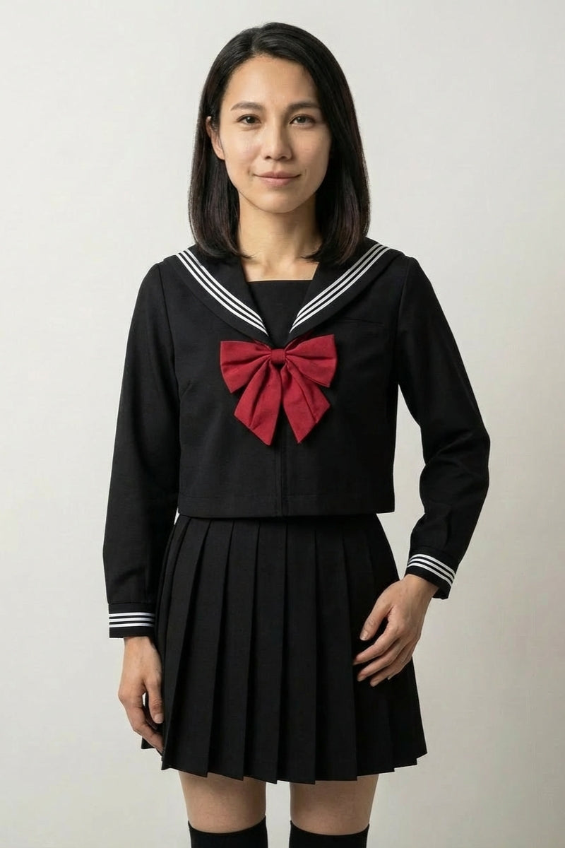 Japon Uniforme Scolaire Bordeaux 'Kuro' — seifuku noir nœud bordeaux uniform sailor
