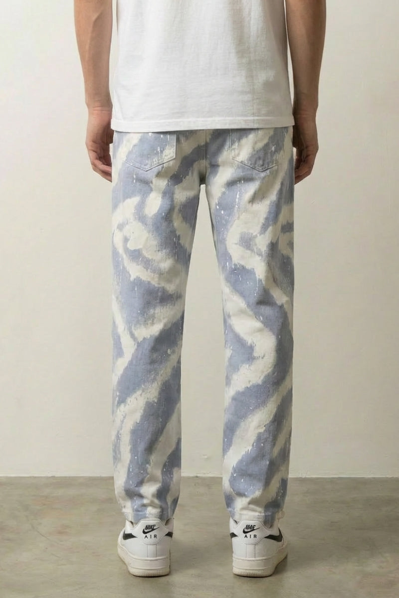 Jean tie dye japonais Springfit à motif paisley clair coton délavé style streetwear Japanstreet