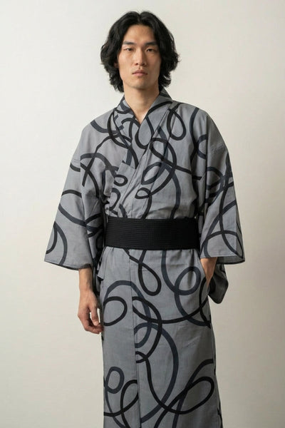 Kimono Japonais Ancien 'Fudegaki'