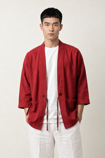 Kimono Rouge Homme 'Yuudai'