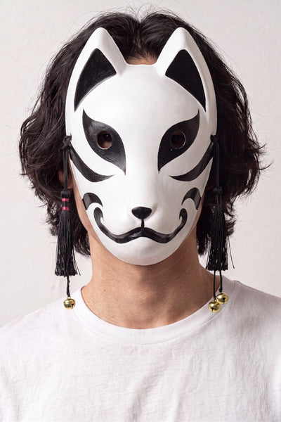 Kitsune Masque Japonais Sumi-e Noir 'Hoshi'