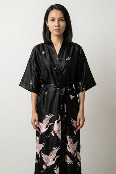 Long Pyjama Japonais Kimono Noir