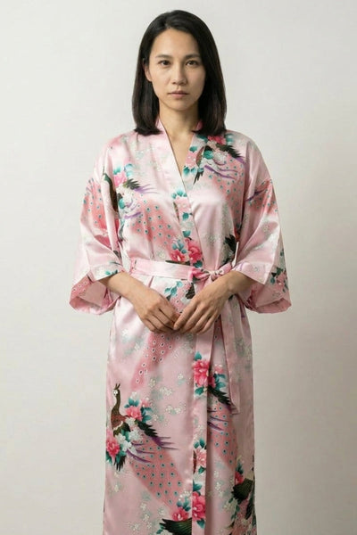 Long Pyjama Japonais Kimono Rose