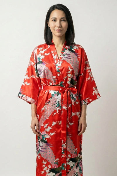 Long Pyjama Japonais Kimono Rouge