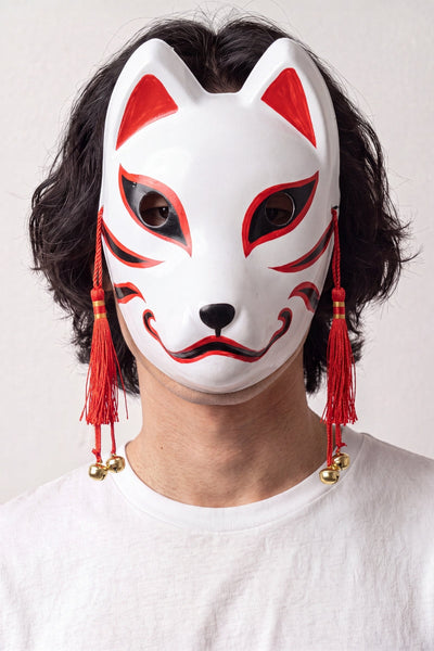 Masque Traditionnel Japonais Kitsune Rouge 'Hoshi'