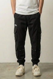 Pantalon cargo japonais Kyoto Narita noir techwear à quatre poches plaquées Japanstreet