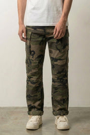 Pantalon cargo militaire Toyoake camouflage kaki à multiples poches plaquées Japanstreet