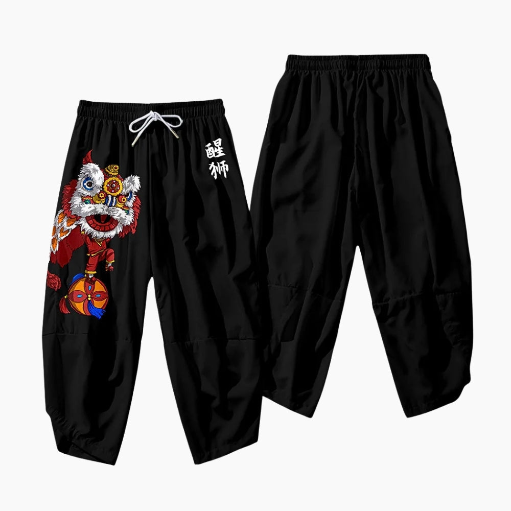 Pantalon court japonais Neo Tokyo design 5 à imprimé graphique sur modal léger Japanstreet