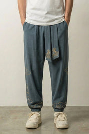 Pantalon japonais Kumo vert à coupe hakama ample inspirée des kimonos de cérémonie Japanstreet
