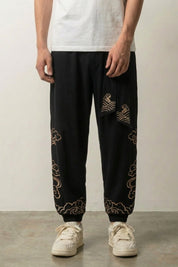 Pantalon japonais traditionnel Kumo noir avec ceinture nouée style obi Japanstreet