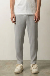 Pantalon plissé homme Kotsha gris clair à fines plis verticaux coupe droite Japanstreet