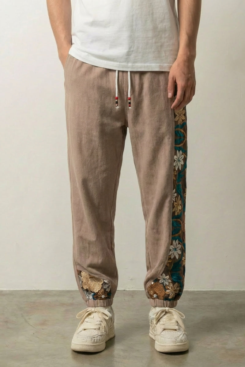 Pantalon japonais femme Sakura rose poudré inspiré des cerisiers d'avril Japanstreet