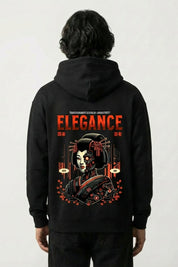 Pull geisha noir, vue dos : geisha cyborg, transhumanist elegance, style streetwear japonais - Japanstreet