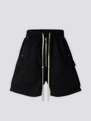 Short cargo noir détail des poches plaquées et cordons style techwear Japanstreet