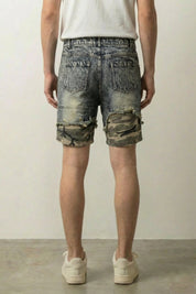 Short denim camo japonais vue de dos avec doublure camouflage militaire Japanstreet