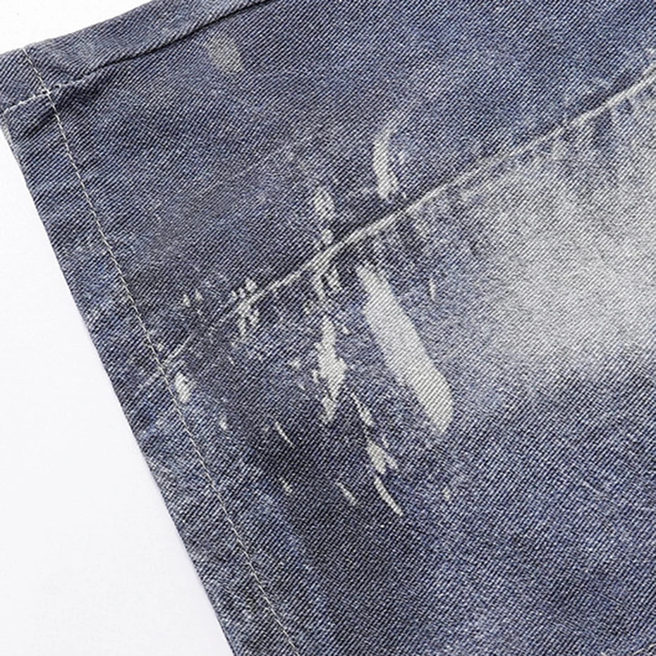 Short denim custom japonais broderies uniques coupe relâchée y2k tokyo Japanstreet