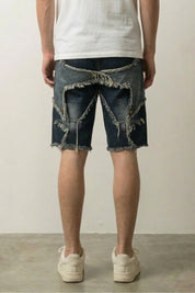 Short denim Destroy japonais vue de dos délavages prononcés et finitions destroy Japanstreet