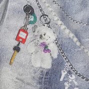 Short denim japonais custom multiples broderies coupe ample streetwear nippon Japanstreet