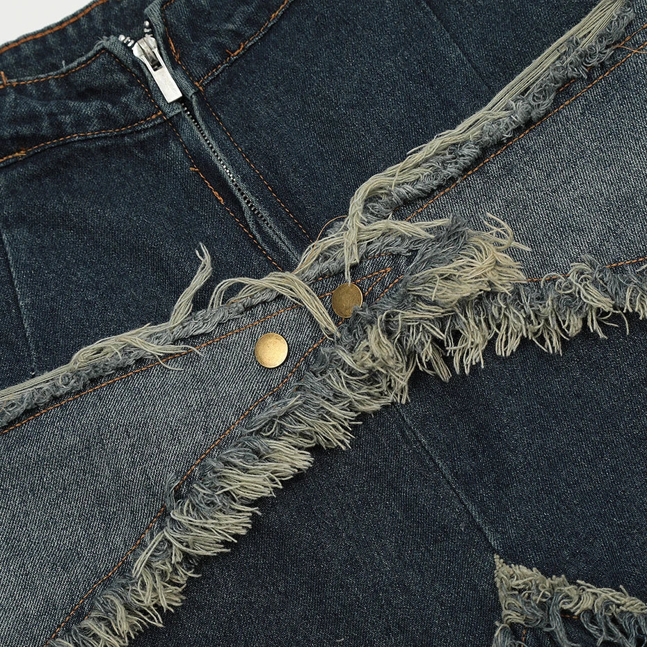 Short denim japonais Destroy coupe baggy effiloché streetwear Tokyo Japanstreet
