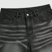 Short denim japonais étoile star print coupe baggy streetwear nippon Japanstreet