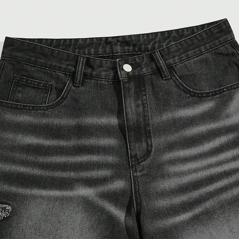 Short denim japonais étoile star print coupe baggy streetwear nippon Japanstreet