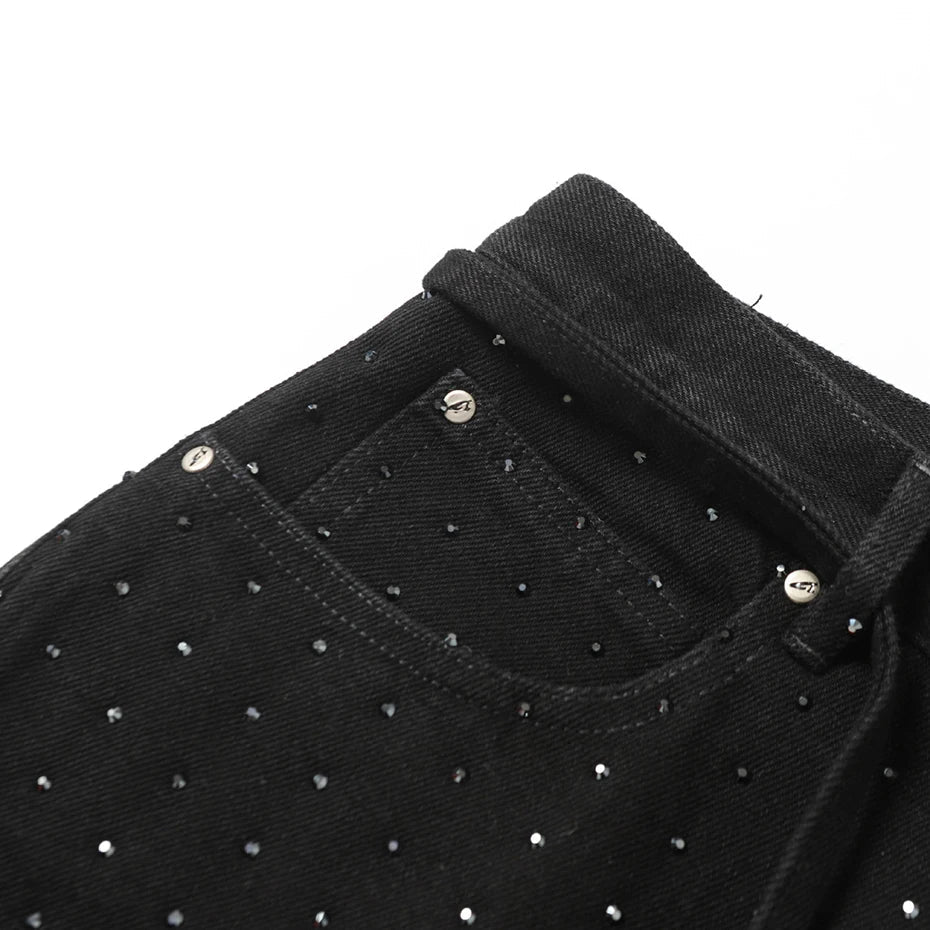 Short denim japonais strass coupe relâchée bling streetwear Tokyo Japanstreet