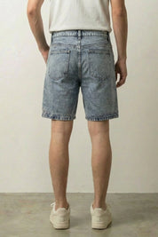 Short denim patchwork japonais vue de dos avec patch étoile contrasté Japanstreet