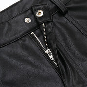 Short en cuir noir japonais détail rivets bas de jambe et passants ceinture Japanstreet