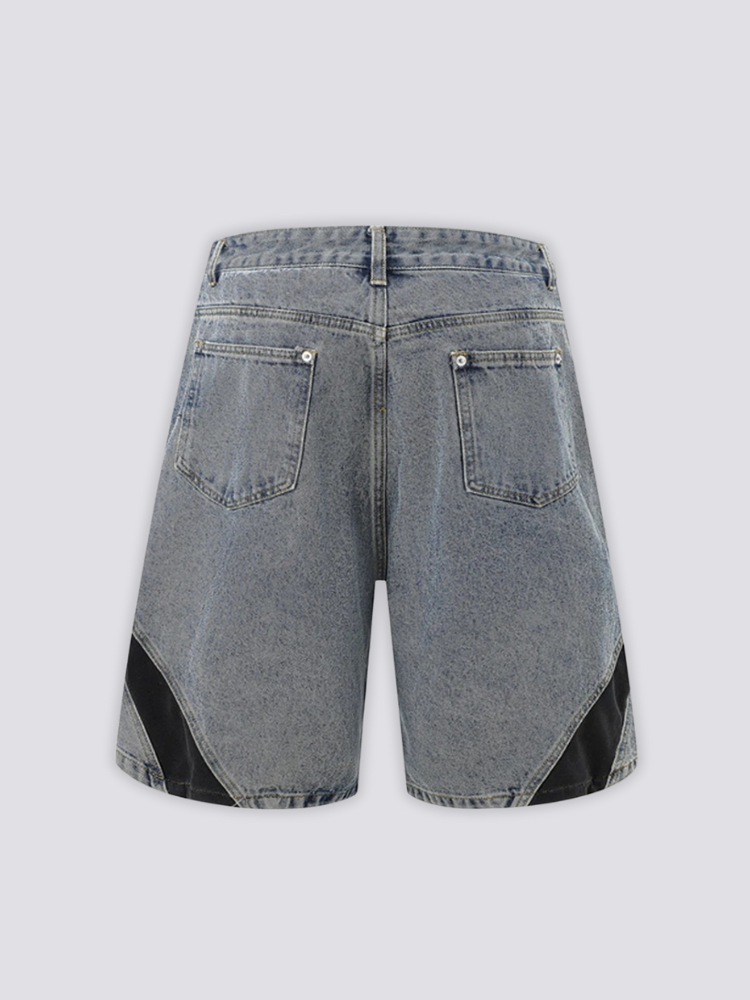 Short en jean bicolore détail des coutures et finitions two-tone streetwear Japanstreet