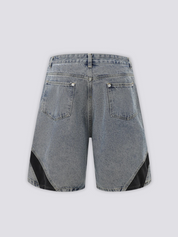 Short en jean bicolore détail des coutures et finitions two-tone streetwear Japanstreet