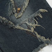 Short en jean Destroy détail finitions destroy et ourlets bruts streetwear Japanstreet