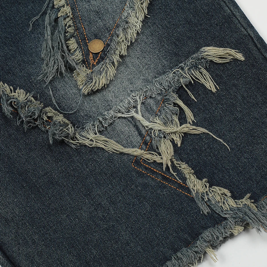 Short en jean Destroy détail finitions destroy et ourlets bruts streetwear Japanstreet