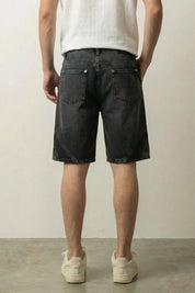 Short en jean japonais bicolore détail inserts en gouttes courbes streetwear Japanstreet