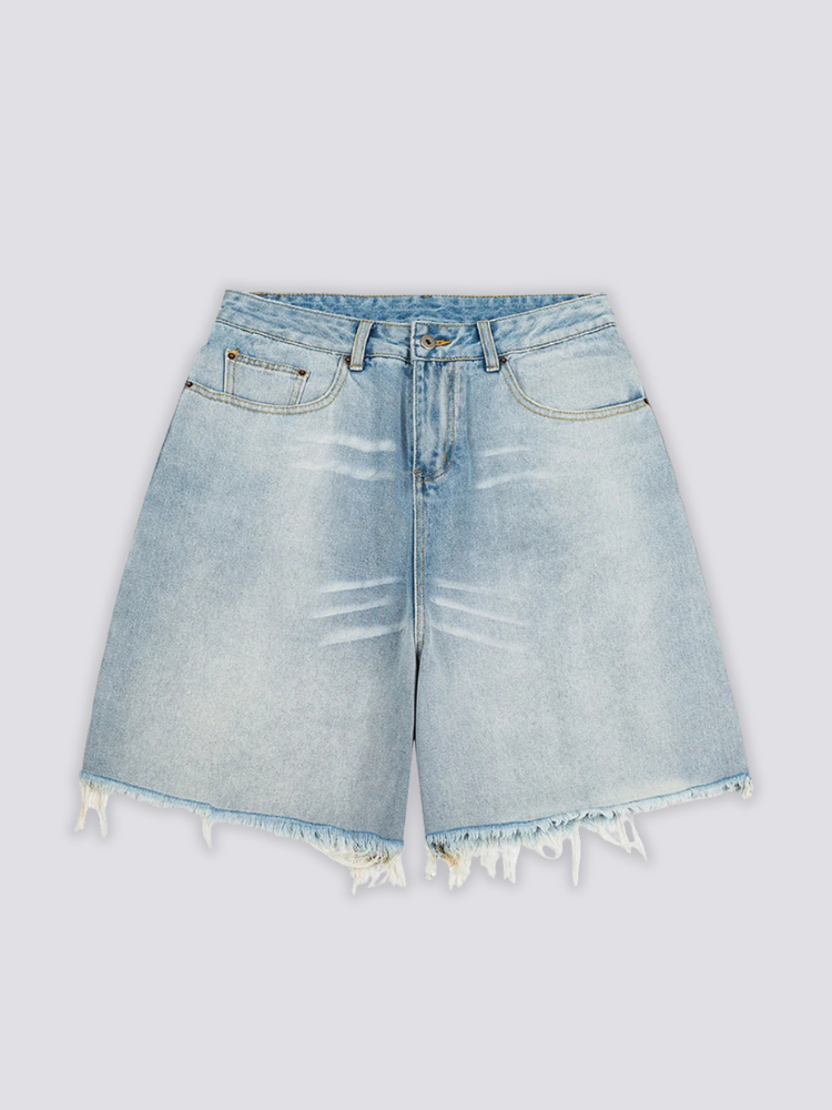 Short en jean japonais clair coupe baggy denim light wash style y2k Japanstreet