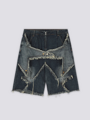 Short en jean japonais Destroy détail des coutures déstructurées style y2k Japanstreet