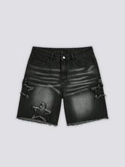 Short en jean japonais étoile détail des patchs étoiles cousus style y2k Japanstreet