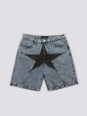 Short en jean japonais patchwork détail de l'étoile cousue style y2k Japanstreet